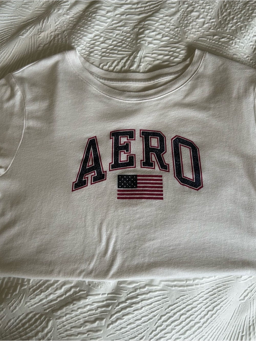 Aeropostale White Tee with Sparkly Americana Logo